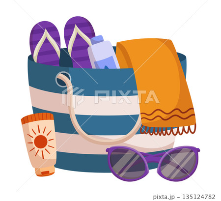 Beach Bag, Spacious And Sturdy Accessory For All Your Seaside Essentials such as Towel, Slippers, Sunglasses, Sunscreen Beach Bag, Spacious And Sturdy Accessory For All Your Seaside Essentials such as Towel, Slippers, Sunglasses, Sunscreen 135124782