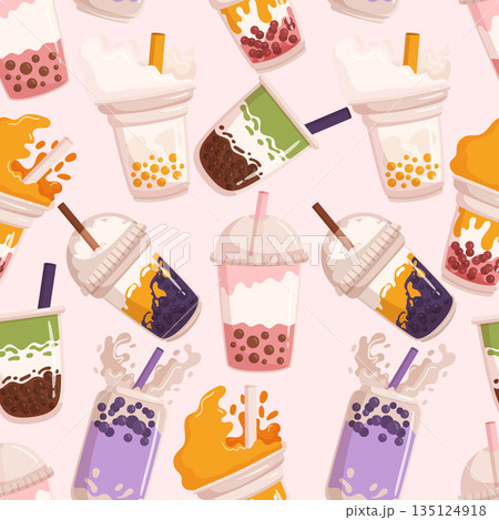 Seamless Bubble Tea Pattern Features A Variety Of Colorful And Tasty Bubble Tea Drinks With Tapioca Pearls Seamless Bubble Tea Pattern Features A Variety Of Colorful And Tasty Bubble Tea Drinks With Tapioca Pearls 135124918