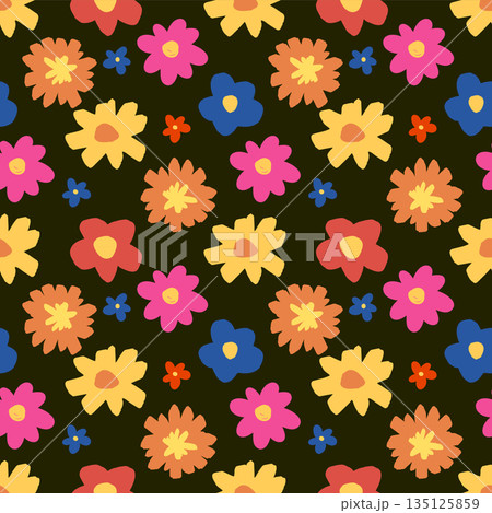 Doodle flower or floral hand drawn with colorful for wallpaper and wrapping 135125859