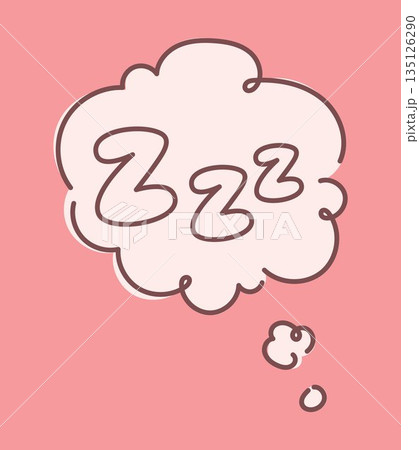 Sleep thought bubble with zzz symbols on pink background. Cute hand drawn Doodle dreaming cloud for rest night nap bedtime relaxation cartoon style soft pastel illustration Sleep thought bubble with zzz symbols on pink background. Cute hand drawn Doodle dreaming cloud for rest night nap bedtime relaxation cartoon style soft pastel illustration 135126290