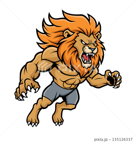 lion mascot logo vector design template modern style lion mascot logo vector design template modern style 135126337
