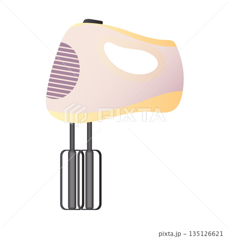 Kitchen hand mixer in flat design. Household electronic appliance, cooking tool. Vector illustration isolated. 135126621