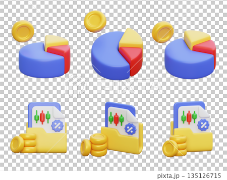 3D Stock Investment Portfolio and Asset Management Concept 135126715