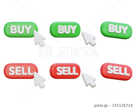 3D Buy and Sell Buttons with Mouse Cursor for Stock Trading 135126718