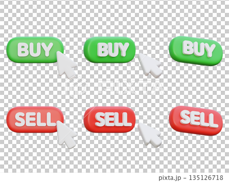 3D Buy and Sell Buttons with Mouse Cursor for Stock Trading 135126718