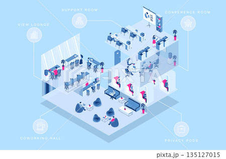 Coworking Office Isometric Concept 135127015
