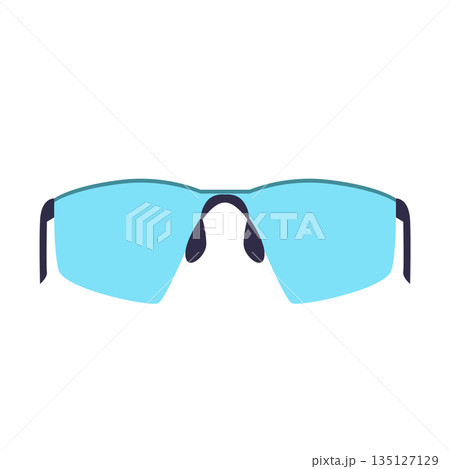Cycling sunglasses in flat design. Protection eyes sport goggles for biking. Vector illustration isolated. 135127129