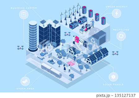 Smart City Isometric Concept 135127137