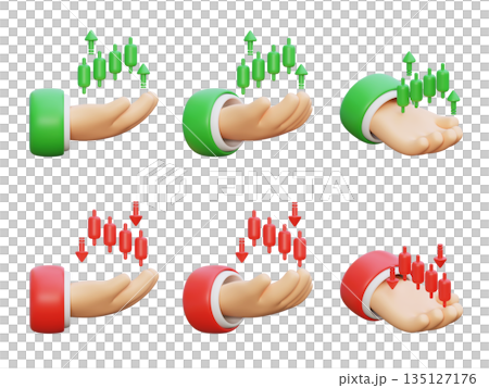 3D Financial Growth Graph in Hand Presentation Concept 135127176