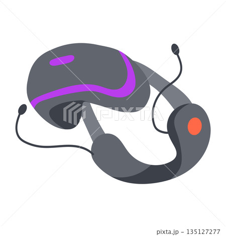 Gamer VR headset in flat design. Virtual reality goggles for video gaming. Vector illustration isolated. 135127277