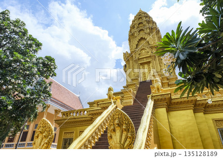 プノンペンの仏教寺院であるワットウナロム プノンペンの仏教寺院であるワットウナロム 135128189