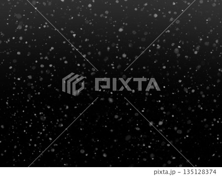 Realistic falling snow overlay background. Winter snowflake particle effect for Christmas, New Year, festive design.  135128374