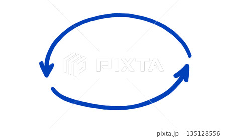 Hand-drawn blue circular arrow loop isolated on white background. Doodle sketch cycle arrow for infographic, process diagram, note highlight, or creative design element. Hand-drawn blue circular arrow loop isolated on white background. Doodle sketch cycle arrow for infographic, process diagram, note highlight, or creative design element. 135128556