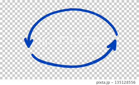 Hand-drawn blue circular arrow loop isolated on white background. Doodle sketch cycle arrow for infographic, process diagram, note highlight, or creative design element. Hand-drawn blue circular arrow loop isolated on white background. Doodle sketch cycle arrow for infographic, process diagram, note highlight, or creative design element. 135128556