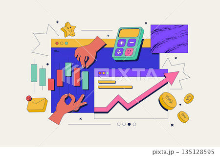 Modern flat line concept of Stok Market Modern flat line concept of Stok Market 135128595