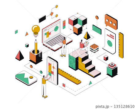 Modern Isometric Illustration design - Design Modern Isometric Illustration design - Design 135128610