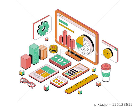 Modern Isometric Illustration design -Finance Modern Isometric Illustration design -Finance 135128613
