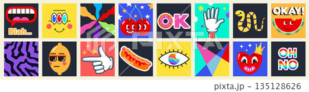 Modern Sticker and label design of 80s 3 Modern Sticker and label design of 80s 3 135128626