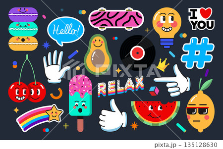 Modern Sticker design of 80s 4 Modern Sticker design of 80s 4 135128630