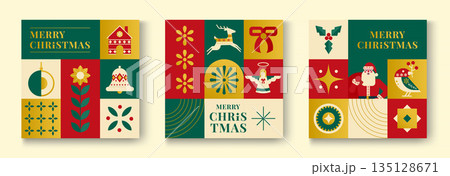 Simple Geometric design of Christmas card 2 135128671