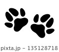 Black paw prints silhouette on white background 135128718