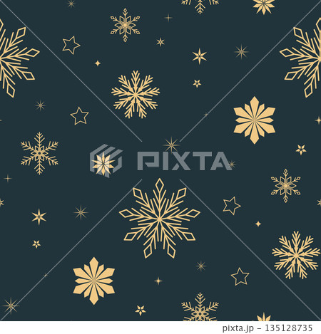 pattern with gold snowflakes 135128735