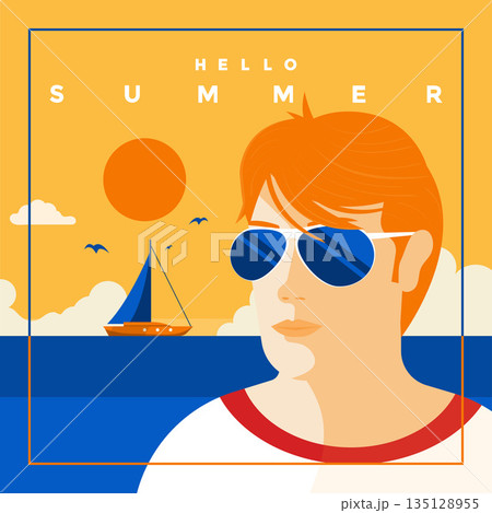 Summer Background Flat design Summer time 7 135128955