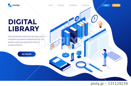 Flat color Modern Isometric Concept Illustration - Digital Library 135129239