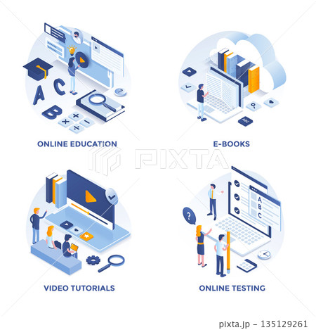 Flat color Modern Isometric Concepts Illustration design 7 Flat color Modern Isometric Concepts Illustration design 7 135129261