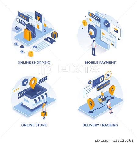 Flat color Modern Isometric Concepts Illustration design 8 Flat color Modern Isometric Concepts Illustration design 8 135129262