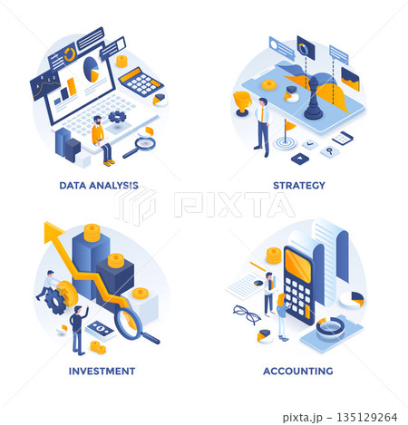 Flat color Modern Isometric Concepts Illustration design 10 Flat color Modern Isometric Concepts Illustration design 10 135129264
