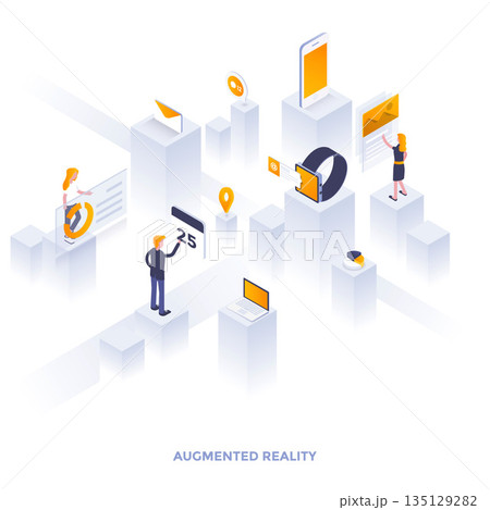 Flat color Modern Isometric Illustration design - Augmented reality 135129282
