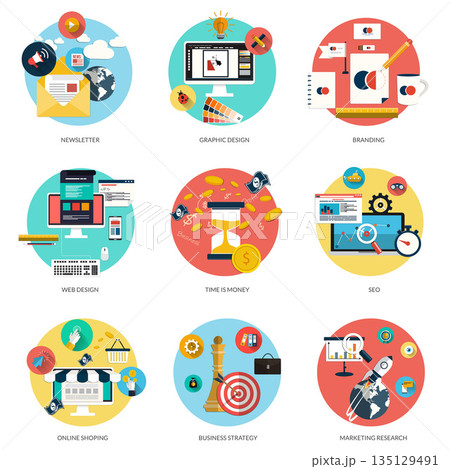 Flat icons concept 135129491