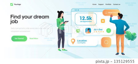 Flat Modern design Illustration of Find Job Flat Modern design Illustration of Find Job 135129555