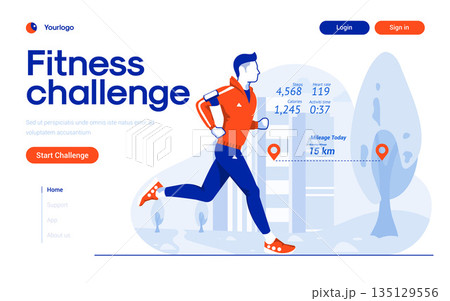 Flat Modern design Illustration of Fitness Challenge 135129556