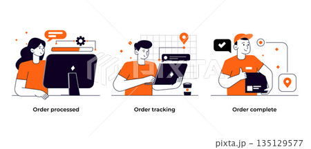 Flat Modern design Illustration of Online Shopping Concept set 6 135129577