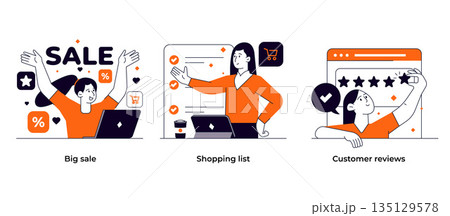 Flat Modern design Illustration of Online Shopping Concept set 8 135129578