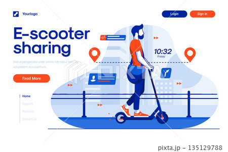 Flat Modern design Illustration of Scooter Sharing 135129788