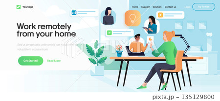 Flat Modern design Illustration of Work remotely 135129800