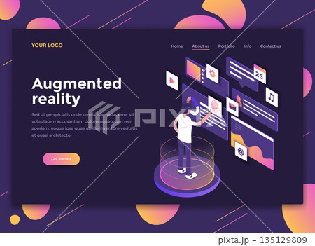 Flat Modern design of website template - Augmented reality 135129809