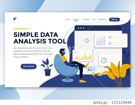 Flat Modern design of wesite template - Simple Data analysis tool Flat Modern design of wesite template - Simple Data analysis tool 135129840