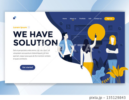 Flat Modern design of wesite template - We have solution 135129843