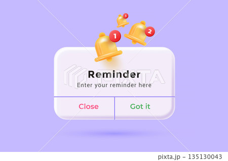 Modern 3d illustration of Reminder concept 2 Modern 3d illustration of Reminder concept 2 135130043
