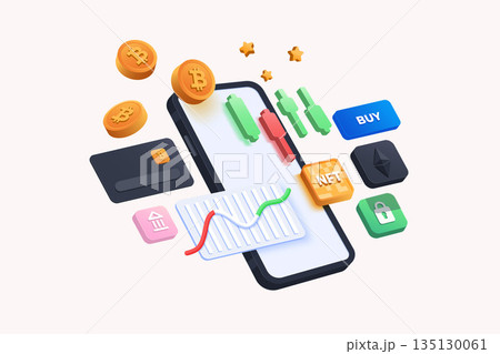 Modern 3d illustration of Crypto trading Modern 3d illustration of Crypto trading 135130061