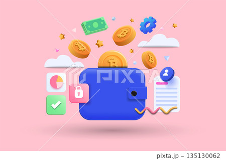 Modern 3d illustration of Crypto wallt concept 135130062