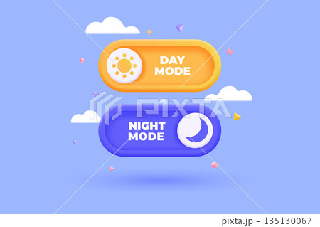 Modern 3d illustration of Day and night mode switch 135130067