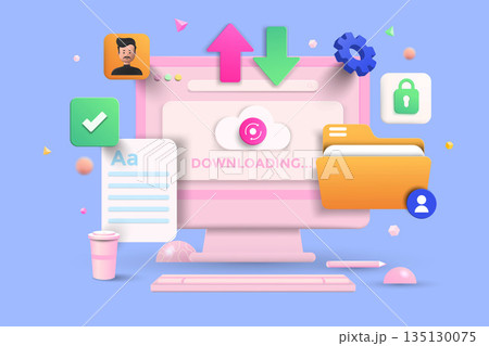 Modern 3d illustration of File Transfer concept 135130075