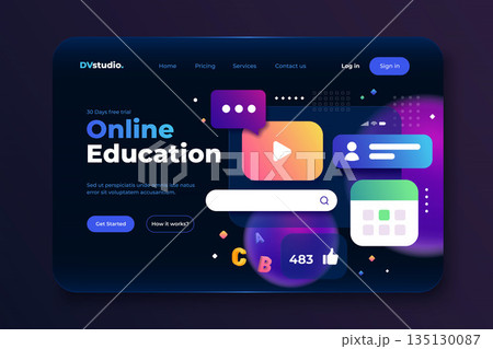 Modern 3d illustration of Landing page of Online Education 135130087