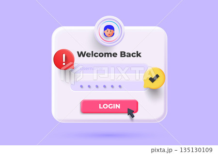 Modern 3d illustration of Login concept Modern 3d illustration of Login concept 135130109