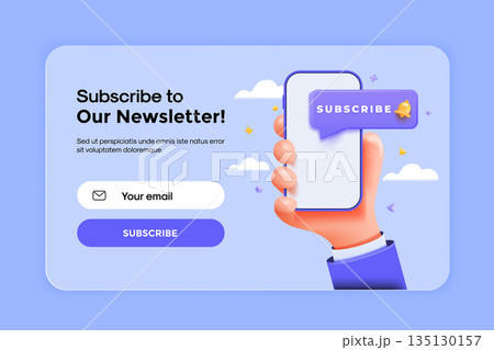 Modern 3d illustration of Newsletter banner 4 Modern 3d illustration of Newsletter banner 4 135130157